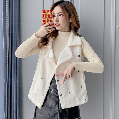 

Tailored Womens Solid Winter Warm Outwear Sleeveless Pockets Vintage Beading Splice Coats