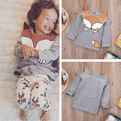 

Newborn Toddler Kids Clothes Infant Baby Girl Boy T-shirt Tops Cartoon Outfits