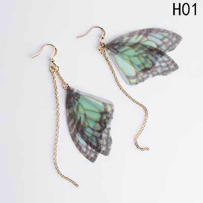 

1 Pair Women Butterfly Wing Dangle Chandelier Pearl Drop Long Chain Earrings