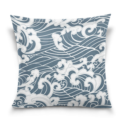 

ALAZA Throw Pillow Cover 16 X 16 inch Cushion Cover with Ocean Waves Pattern Printed Pillowcase