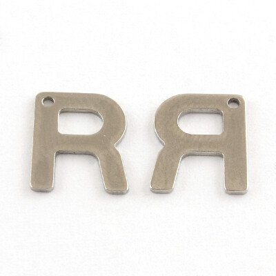 

304 Stainless Steel Letter Charms LetterR 11x9x05mm Hole 1mm