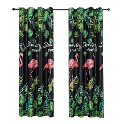 

Blackout Curtains Tropical Plants Printing Thermal Insulating Room Darkening Curtains for Living Room 39"X98"