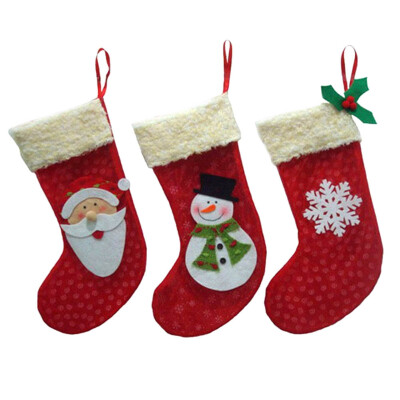 

3Pcs Christmas Stockings Socks Santa Claus Candy Gift Bag Xmas Tree Decor