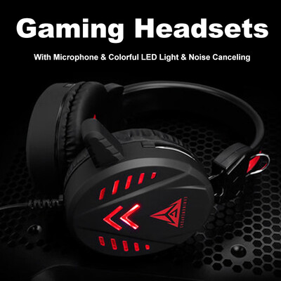 

A1 Gaming Headsets 35mm Wired Over Ear Headphones Noise Canceling E-Sport Earphone with Microphone Colorful LED Light Volume Cont