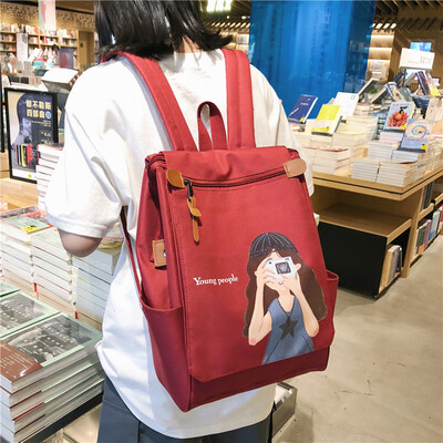 

Insfeng schoolbag female Korean version of senior high school students antique Fashion Shoulder Bag Computer Backpack
