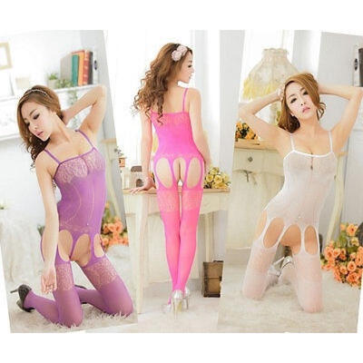 

HOT Sexy Women&acutes One Piece Fishnet Open Crotch Body Stocking Bodysuit