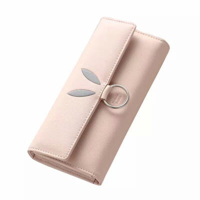 

Fashion PU Leather Multi-card-holder Triple-Folding Women Long Section Rabbit Ears Wallet Phone Bag Purse