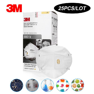 

3M 9001V 25pcslot Particulate Respirator KN90 Masks with Breathing Valve Aganist PM25 Smog-proof Dust-proof