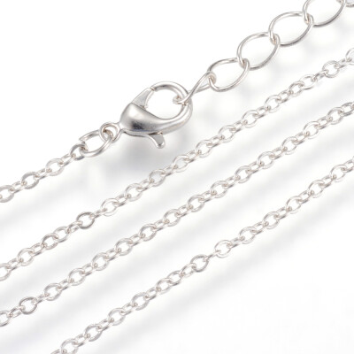 

Iron Cable Chains Necklace Makings with Lobster Clasps Soldered Platinum 177"45cm