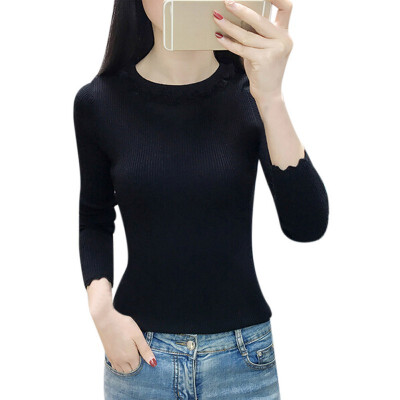 

Soft O-Neck Sweater Women 2019 Winter Autumn Lace Knitted Sweaters Christmas Sweater Women Pullover Sweater Pull Femme Jumper