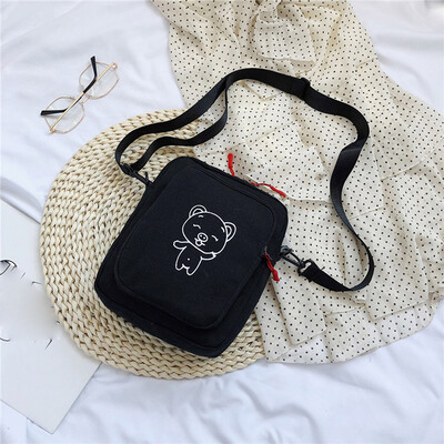 

Tailored Female Bag Cartoon Pig Canvas Bag Personality Diagonal Bag Small Shoulder Bag