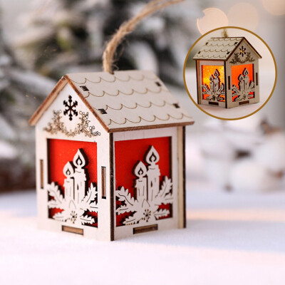 

Christmas LED Cute Luminous Small Wooden House Decoration For Home Hanging Decoration