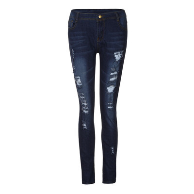 

Tailored Women Skinny Ripped Holes Jeans Pants High Waist Stretch Slim Pencil Trousers