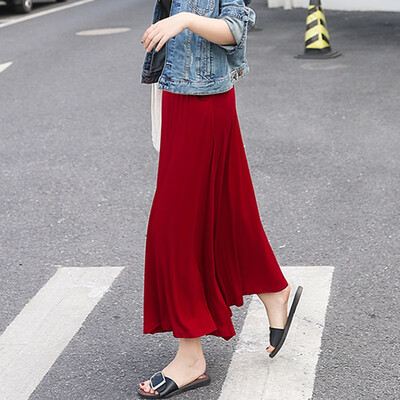 

Women Autumn Winter Long Skirt Vintage Solid Color Maxi High Waist Elegant Solid Color Casual Loose Plus Size Skirts