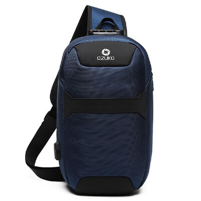 

ozuko Portable Fashion Large Capacity Multi-Function Man Chest Bag Waterproof Anti-Theft USB Charge Port Chest Pack With Lock
