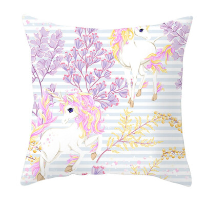 

Cartoon Unicorn Pillowcase Peach Skin Cashmere Print Sofa Cushion Cover Throw Pillow Case Home Decoration Fashion