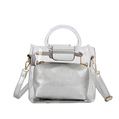 

Tailored Handbag 2PC Jelly Transparent Messenger Bag Woman 2019 New Portable Shoulder Bag