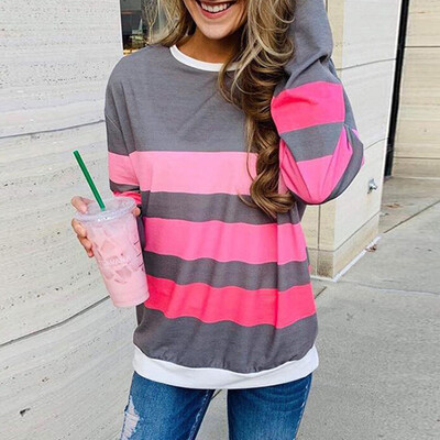 

Starmoon Womens Casual Stripe Tops Shirt Long Sleeve O Neck Loose T-shirt Blouse Tee Top