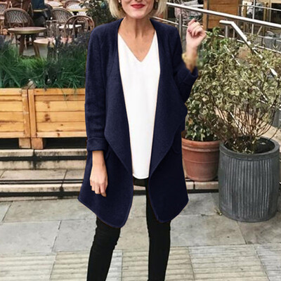 

Women Ladies Fashion Solid Color Slim Coat Cardigan Lapel Long Sleeve Casual
