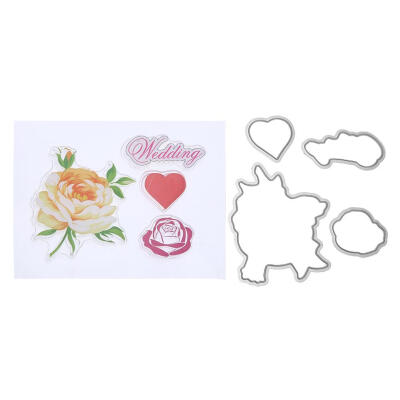 

Silicone Flower Wedding StampMetal Cutting Dies Stencil Frame Scrapbook