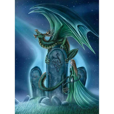 

5D DIY Full Drill Diamond Painting Green Pterosaur Cross Stitch Embroidery