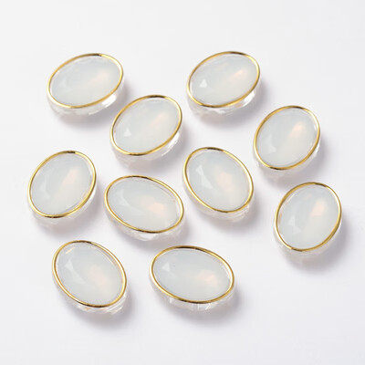 

Sew on Taiwan Acrylic Garment Accessories Faceted Oval WhiteSmoke 16x12x6mm Hole 1mm