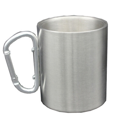 

Outdoor Camping Hiking Stainless Steel Water Tea Coffee Mug Carabiner Handle Cup