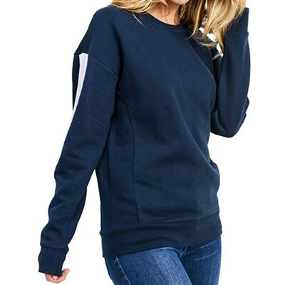

2019 Fashion Autumn&winter Women Stripe Loose O-neck Sport Sweatshirt