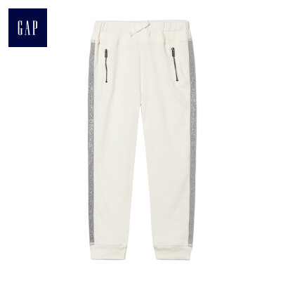 

GAP flagship store female young shining stitching elastic waist beam mouth sweatpants 398408 ivory white 4YRS