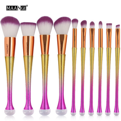 

Toponeto New Arrival 10Pc Mermaid Foundation Eyeshadow Contour Eye Lip Makeup Brushes Set