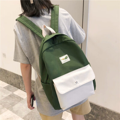 

Ins schoolbag female Korean version of high school students campus color forest department ancient canvas backpack double shoulder