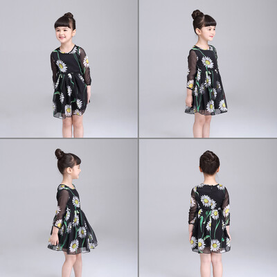 

Kids Children Girls Beautiful Daisy Printed Princess Chiffon Dress