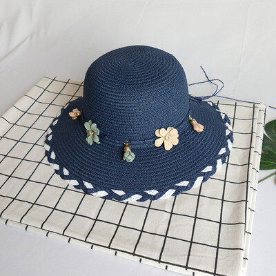 

Lady Xia Xiaoqingxin Korean version of straw hat Baitu outing beach shade hat beach hat brim hat sunscreen sunhat