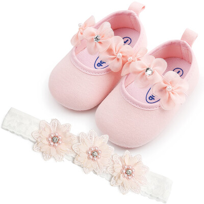 

Infant Girl Shoes Baby Girl Infants Flower Princess Cute Shoes with Headwear Headband Photography Props Sweet Set 0-18M