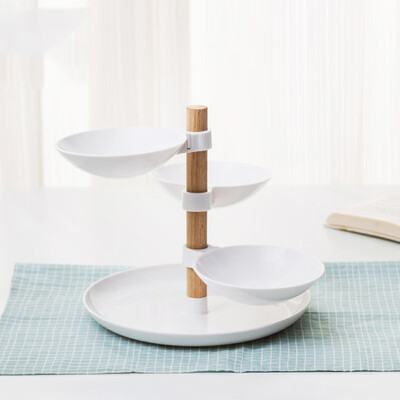 

3 Rotating Box Fruit Plates Snack Dishes Cake Plate Candy Dish Tray Ceramic Dessert Plate Tableware Decoration