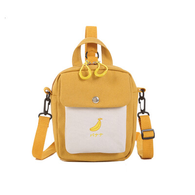 

South Korean ins100 sets of soft canvas fruit embroidery small bag inclined shoulder double-purpose cute lady bag backpack tide