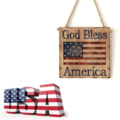 

Gobestart American 4th of July Independence Day Wooden Plaque Sign God Bless America