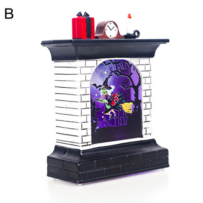 

3D Fireplace Pumpkin Witch Halloween Night Light LED Table Desk Lamp Home Decor