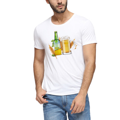 

Toponeto Men Beer Festival Letter Printed Pattern Casual Fashion Lapel Short Sleeve Shirt