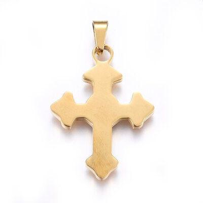 

304 Stainless Steel Pendants Cross Golden 34x25x22mm Hole 8x4mm