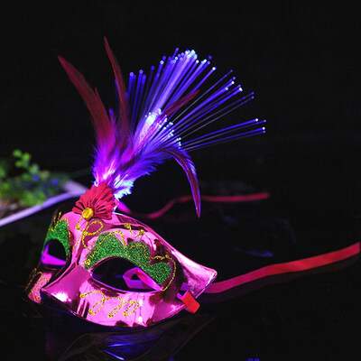 

FUNNYBUNNY Prom Party Bar Halloween Christmas Party Feather Colorful Fiber Silk Feather Mask Masquerade Masks Upper Half Face