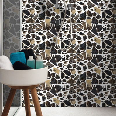 

Gobestart 3D Wall Paper Brick Stone Effect Self-adhesive Wall Sticker Room Decor