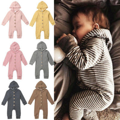 

USStock Winter Infant Baby Boy Girl Cotton Hooded Romper Jumpsuit Clothes Outfit