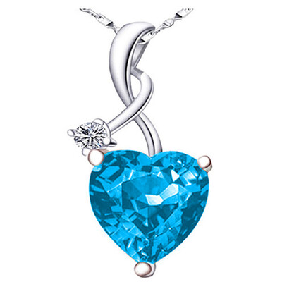 

Fahison Ruby Gemstone Heart Cut Pendant Topaz Necklace