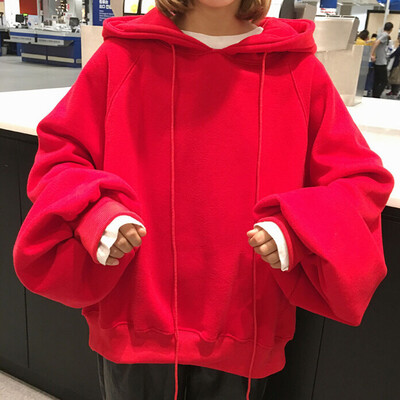 

Tailored Women Fashion Loose Solid Color Hooded Lantern Sleeves Sweater Hoodie Crop Tops