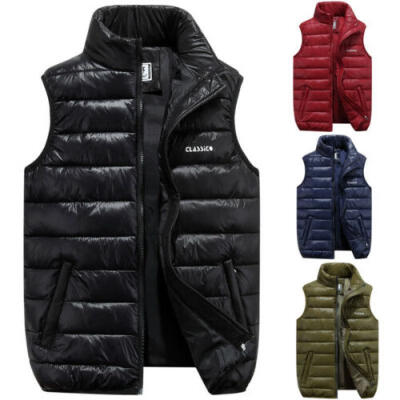 

Mens Winter Vest Sleeveless Puffer Warm Outwear Zipper Padded Jacket Coat