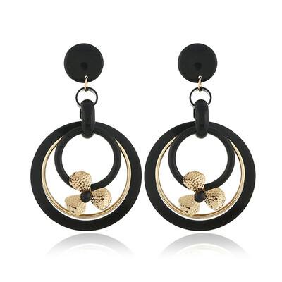 

1Pair New Fashion Personality Exaggerated Earrings Circle Earrings Flower Earrings