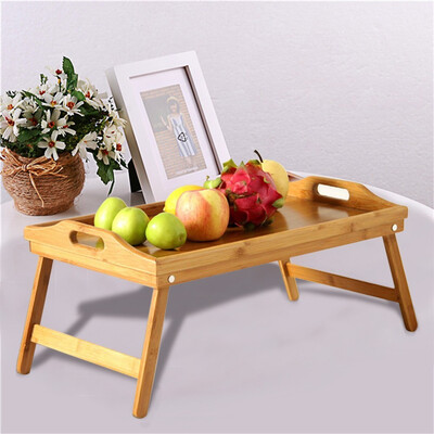 

Gobestart Bamboo Tray With Foot Tray Portable Tray Bed Tray Multifunctional Folding Table