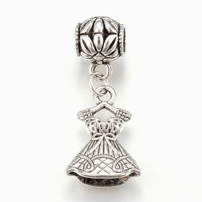 

Tibetan Style Alloy European Dangle Beads Large Hole Pendants Skirt Antique Silver 37mm Hole 5mm Pendant 22x155x55mm