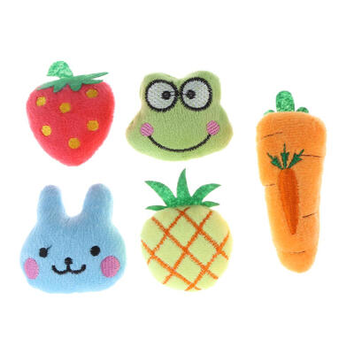 

5pcs Fruit Animal Series Soft Plush Cotton Cat Dog Chew Plaything Pet Toys